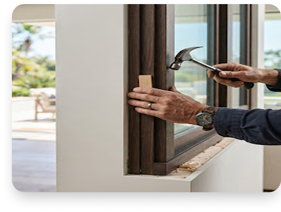 Professional window installation in progress